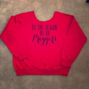 Off the shoulder “‘Tis the Season to be Preggers”